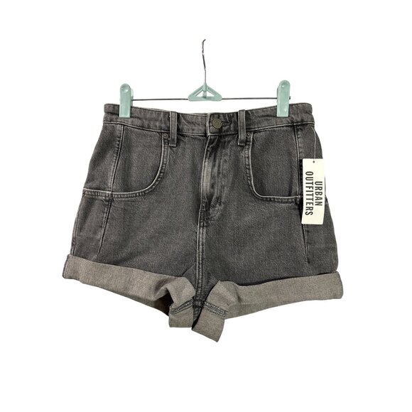 BDG Urban Outfitters Womens High Waisted Rolled Cuff Denim Shorts 27 Gray New - Picture 1 of 4